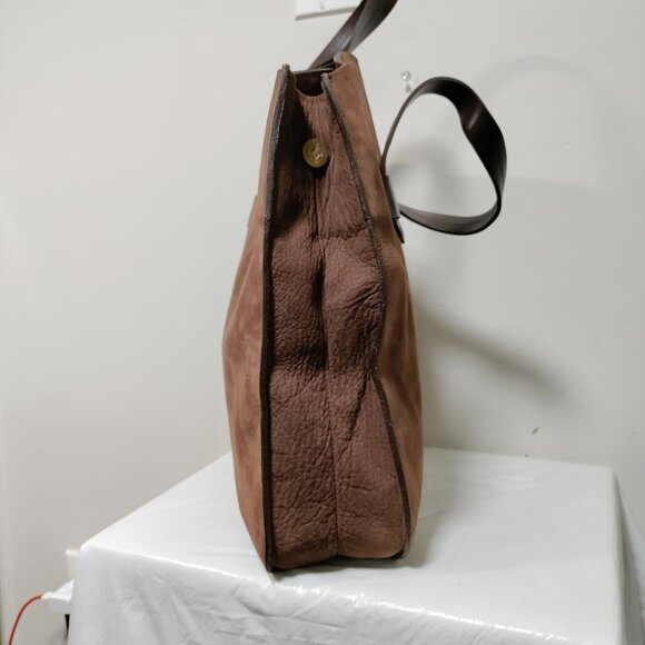 Castor & Pollux Handcrafted Brown Leather Tote Bag With Sturdy Handles - Picture 4 of 13